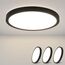 ZMH Deckenlampe LED Deckenleuchte Flach - 3ER Badezimmerlampe 18W Neutralweiß Ø23cm Badezimmer Deckenbeleuchtung Schlafzimmerlampe IP44 Wasserdicht Badlampe Rund Flurlampe Schwarz für Bad Schlafzimmer