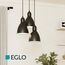 EGLO Pendellampe Priddy, 3 flammige Vintage Pendelleuchte im Industrial Design, Retro Hängelampe aus Stahl, Farbe: Schwarz, weiß, Fassung: E27