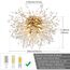 Rayofly Moderne Kristall Deckenleuchte, Feuerwerk Löwenzahn Sputnik Kronleuchter 6-Flammige Dimmbare Golden Pendelleuchte, Hängelampe für Schlafzimmer, Wohnzimmer, Esszimmer, Küche, Flur