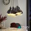 EGLO Pendellampe Priddy, 7 flammige Vintage Pendelleuchte im Industrial Design, Retro Hängelampe aus Stahl, Farbe: Schwarz, weiß, Fassung: E27