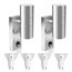 ALUSSO LIGHTING 2er Set Edelstahl LED Außenleuchte mit PIR Bewegungsmelder Up Down Außen Wandleuchte, Aussenlampe inkl. 4x 8W GU10 Glühbirnen 750LM 3000K/4000K/6000K, Wandlampe IP65 für Garten, Silber
