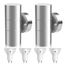 ALUSSO LIGHTING 2er Set Edelstahl LED Wandleuchte Innen/Außen Up Down Aussenlampe, Wandlampe inkl. 4x 8W GU10 Glühbirnen 750LM 3000K/4000K/6000K Außenlampe, Außenleuchte IP65 Wasserdicht, Silber