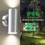 ALUSSO LIGHTING Edelstahl LED Wandleuchte Innen/Außen Up Down Aussenlampe, Wandlampe inkl. 2x 8W GU10 Glühbirnen 750LM 3000K/4000K/6000K Außenlampe, Außenleuchte IP65 Wasserdicht für Garten, Silber