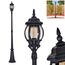 HOFSTEIN Kandelaber Lentua, Außenwegeleuchte aus Metall/Glas in Schwarz/Klar, Wegeleuchte im Vintage/Antik/Landhaus-Design für Garten, Außenbereich, Hof, Höhe 205 cm, 1 x E27, IP44