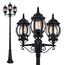 HOFSTEIN Außenleuchte Kobe, Laternen für Draußen im Antiken Look, Kandelaber aus Aluguß in Schwarz mit Kunststoff-Scheiben, 3-armige Wegeleuchte, Outdoor Laterne 230 cm, IP44, 3x E27 Gartenlaterne