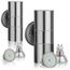 SEBSON Außenleuchte 2er Set - Wandleuchte Edelstahl up down - inkl. 4x GU10 LED Lampe 3W kaltweiß 6500K - LED Außenwandleuchte 230V