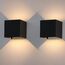 Klighten 2-Pack LED Wandleuchte Innen/Außen 12W Wandlampe Außen Auf und ab Einstellbarer Lichtstrahl 3000K Warmweiß Außenwandleuchte IP65 Wasserdichte Wandleuchten (Schwarz)