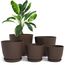Utopia Home 5er-Pack Blumentopf 18/17/15/13/12 cm Übertopf mit Untertasse Für Küche, Balkon Blumentöpfe mit Untertasse Gartenpflanzen, Baumschule Blumentopf für Zimmerpflanzen Braun.
