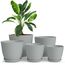 Utopia Home 5er-Pack Blumentopf 18/17/15/13/12 cm Übertopf mit Untertasse Für Küche, Balkon Blumentöpfe mit Untertasse Gartenpflanzen, Baumschule Blumentopf für Zimmerpflanzen Grau.