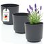 idea-station Sati Blumentopf Set 3 x 13 cm - anthrazit - bruchsichere Blumentöpfe aus Plastik für verschiedenste Pflanzen, Blumen - Matte Übertöpfe für innen und außen