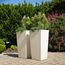 KADAX 3er Set Pflanzkübel mit Innentopf 57/68/75 cm Höhe, Creme – wetterfeste & robuste Blumenkübel aus Kunststoff, Blumentöpfe für Innen- & Außenbereich