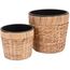 Decorasian 2er Set Blumentopf rund geflochten aus Seegras mit Kunststoffeinsatz zum bepflanzen - Pflanztopf - 20cm + 26cm