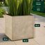 VIVANNO Pflanzkübel Fiberglas Block Frostsicher - 40x40x40 cm - Gestreift Beige - Blumenkübel Quadratisch für Draußen und Drinnen