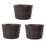 Jinfa 3er-Set Miniteich Pflanzkübel aus Kunststoff in Weinfassoptik bottich Blumenkübel | Farbe: Kastanie | Design: Barrique | Ø 36 cm