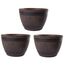 Jinfa 3er-Set Pflanzkübel aus Kunststoff in Weinfass Optik Dunkelbraun bottich Miniteich | Farbe: Kastanie | Design: Weinfass | Ø 38 cm