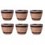 Jinfa 6er-Set Pflanzkübel aus Kunststoff in Weinfassoptik bottich Blumenkübel | Farbe: Walnuss | Design: Weinfass | Ø 38 cm