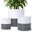 D'vine Dev 94-T-L-6 Runde Keramik-Pflanztöpfe mit Ablaufloch und Untersetzer, 15,2 cm, 20,3 cm und 25,4 cm, Weiß gesprenkelt Grau, 3 Stück