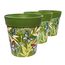 Hum Flowerpots, 22 cm, 3er-Set, in Verschiedenen Farben und Mustern, Blumentöpfe aus Kunststoff für Drinnen und Draußen, Schmetterlinge Grün