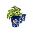 Hum Flowerpots, 22 cm, 3er-Set, in Verschiedenen Farben und Mustern, Blumentöpfe aus Kunststoff für Drinnen und Draußen, Kolibri Blau