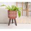 D'vine Dev 8" Indoor Planter Pot with Stand, Geometric Planter Pot for Plant, Small, Pottery Red Terracotta/White, 88-ST-8-S