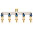 5-Wege Wasserhahn Wasserverteiler aus Messing für 5 Geräte/Gartenschläuche, 5er Verteiler 3/4" Adapter 1/2" mit Kugelhahn zum Einstellen und Absperren des Wasserflusses