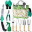 YAUNGEL Gartenwerkzeug Set, 10 Stück Schwerlast Edelstahl Gartenarbeit Kit, Gartengeräte Set mit Non-Slip Holzgriff- Garten Geschenke Verpackung für Frauen Männer