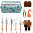 YAUNGEL Gartenwerkzeug Set, 10 Stück Schwerlast Edelstahl Gartenarbeit Kit mit Non-Slip Holzgriff- Garten Geschenke Verpackung für Frauen Männer, Rosa