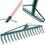 KADAX Rechen, breite Harke für Garten, Beet, Rasen, Gartenharke, Bügelrechen, Rasenrechen aus Metall, Laubrechen, Laubbesen, Gartengerät, Heurechen, Gartenwerkzeug (16 Zinken, Holzstiel)