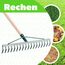 KADAX Rechen, breite Harke für Garten, Beet, Rasen, Gartenharke, Bügelrechen, Rasenrechen aus Metall, Laubrechen, Laubbesen, Gartengerät, Heurechen, Gartenwerkzeug (18 Zinken, Holzstiel)