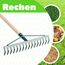 KADAX Rechen, breite Harke für Garten, Beet, Rasen, Gartenharke, Bügelrechen, Rasenrechen aus Metall, Laubrechen, Laubbesen, Gartengerät, Heurechen, Gartenwerkzeug (16 Zinken, Holzstiel)