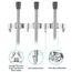 SHYOSUCCE Edelstahl Besenhalter, Besenhalterung Wand mit 3 Schlitze und 4 Haken, Gerätehalter Wandhalterung für Küche, Badezimmer, Garage und Garten, Grau