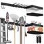 Sinoer Garage Werkzeugregal, Gartenwerkzeug Organizer Rack mit 9 Haken mit 2 Gurten und 1 Stück Stoffkorb, verstellbare Metallhaken, Yard Shed Organizer Rack, Werkzeughalter für Stühle, Besen, Harke