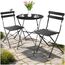 tectake® Gartenmöbel Bistro Set aus Gartentisch mit Stühlen, Balkonmöbel Kleiner Balkon, Klapptisch mit 2X Gartenstuhl, Outdoor Sitzgruppe mit Balkontisch, wetterfest für Garten, Balkon (schwarz)