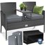 KESSER® Polyrattan Gartenbank 2-Sitzer Bank mit integriertem Tisch, 143×63×88 cm - Rattan Sitzbank Garten Balkon Gartensofa wetterfest Sitzgruppe Ultra Stabile, inklusive Kissen und Cover, Anthrazit
