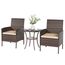 UDPATIO Gartenmöbel Set 3-Teilige Lounge Balkonmöbel Set mit Gartentisch und 2 Stühlen für Kleiner Balkon Terrasse Draußen, Polyrattan Terrassenmöbel 2 Personen (Braun, Set 3-Teilige)