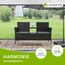 Juskys Polyrattan Gartenbank Monaco - 2-Sitzer Bank mit Tisch & Kissen - 133x63x84 cm - Rattan Sitzbank wetterfest Garten Balkon - schwarz