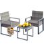 Casaria® Balkonmöbel Set WPC Tisch 160kg Belastbarkeit Polyrattan 2 Stühle Auflagen höhenverstellbare Füße Outdoor Wetterfest Garten Balkon Möbel Lounge Grau