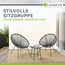Juskys Balkonmöbel Set Ostana 3-teilig - Tisch & 2 Sessel - stilvolle Sitzgruppe für Balkon, Terrasse & Garten - Gartenmöbel Balkonset Schwarz