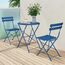 Grand patio Bistro Set 3 Stück, Gartenmöbel Set, Sitzgruppe 2 Stühle und 1 Tisch, Premium Stahl, Klappbar, Balkonset für Hof, Garten, draussen (Pfauenblau#1)