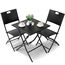 LIFERUN Balkonmöbel Set Bistro, Balkonmöbel Rattan Set, Bistro Gartenmöbel Set 3-teilige, Klappbar Balkontisch mit 2PCS Klappstühle, Schwarze Balkon Set, Balkonmöbel Klappbar, Rattan-Sitzgruppe