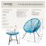 tectake® Set 2X Stuhl 1x Beistelltisch Acapulco, Gartenstuhl, Gartenstühle im Retro Design, Indoor und Outdoor Sessel für Garten, Wintergarten, als Terrassenstühle oder Balkon Sessel - blau