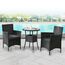 Juskys Polyrattan Balkon Set Bayamo 2 Personen - Tisch mit Glasplatte & 2 Stühlen - Wetterfeste Balkonmöbel - Auflagen waschbar - schwarz - grau