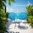 tectake® Set 2X Stuhl 1x Beistelltisch Acapulco, Gartenstuhl, Gartenstühle im Retro Design, Indoor und Outdoor Sessel für Garten, Wintergarten, als Terrassenstühle oder Balkon Sessel - blau