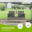 Juskys Polyrattan Gartenbank Monaco - 2-Sitzer Bank mit Tisch & Kissen - 133x63x84 cm - Rattan Sitzbank wetterfest Garten Balkon - grau-meliert
