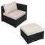 Montafox Poly Rattan Lounge Sitzkissen 8cm Gartenmöbel Ecklounge Frei Kombinierbare Elemente Ecksofa Gartengarnitur Garten Balkon Terrasse Outdoor, Farbe:Titan-Schwarz/Sandstrand