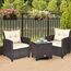 GIANTEX Rattan Gartenmöbel Set, Balkonmöbel Kleiner Balkon, Lounge Gartenmöbel Set, Balkon Möbel für 2 Personen, Gartenlounge Set 2 Sessel & Tisch, 3 tlg. Gartensitzgruppe inkl. Sitz- und Rückenkissen