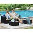 SONGMICS Gartenmöbel-Set, Balkonmöbel aus PE-Polyrattan, Terrassenmöbel, Ecksofa, Outdoor, handgeflochtenes Rattan, Lounge-Set, mit Kissen und Glastisch, schwarz-Taupe GGF005B03