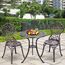 COSTWAY Bistroset 3-teilig, Bistrotisch mit 2 Stühle, Gartenmöbel Set, Balkonmöbel aus Aluminiumguss, Balkonset, Gartengarnitur, Sitzgruppe für Garten, Terrasse, Balkon