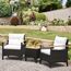GIANTEX Rattan Balkonmöbel Set 2 Personen, 3 TLG. Rattan Gartensitzgruppe Lounge Set mit Kissen cremeweiß, Gartenmöbel Set 2 Sessel mit Tisch, Gartengarnitur Sitzgruppe Gartenlounge Set