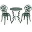GIANTEX 3-teiliges Bistro Set, Bistrotisch mit 2 Stühlen, Gartenmöbel Set Aluminium, Gartenset Balkonset Antik, Runder Gartentisch, Balkonmöbel Set Garten Sitzgruppe 2 Sitzhocker Outdoor (Bronzegrün)
